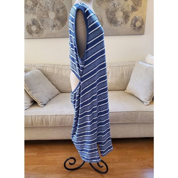 BP Stripe Tank Split Back Midi Dress size 4X in Blue/White - NEW - Picture 6 of 11